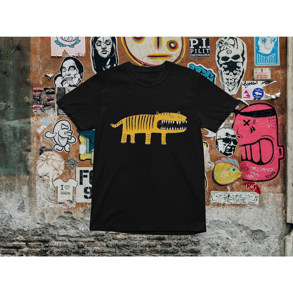 Yellow Tiger Cartoon Graphic TShirt